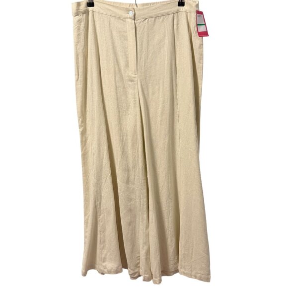 Vince Camuto Ivory Linen Blend Wide Leg Pants Size L  pants. NWT - Picture 1 of 12